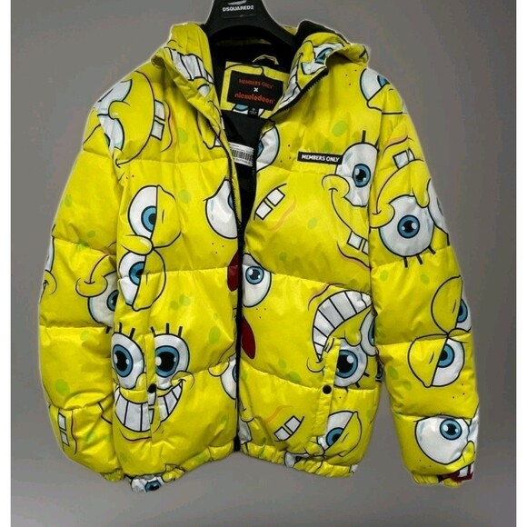 Members Only x Nickelodeon SpongeBob Puffer Jacket Full Zip Mens medium new D25 - Picture 2 of 6